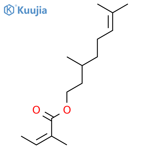 2-Butenoic acid, 2-methyl-, 3,7-dimethyl-6-octenyl ester structure