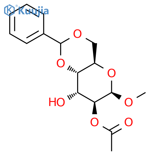 Methyl 2-O-acetyl-4,6-O-benzylidene-alpha-D-glucopyranoside structure
