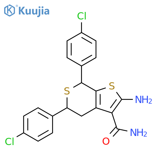 5H-Thieno[2,3-c]thiopyran-3-carboxamide,2-amino-5,7-bis(4-chlorophenyl)-4,7-dihydro- structure