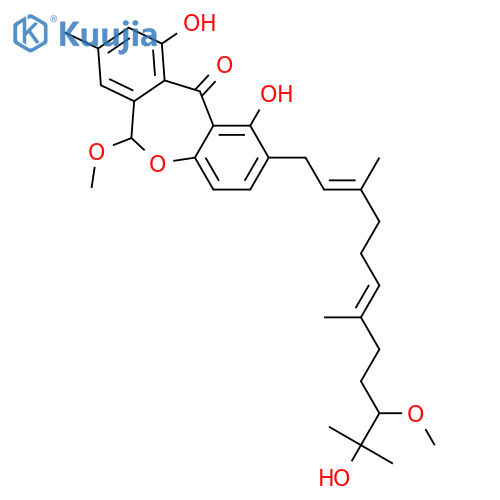 1,10-Dihydroxy-6-methoxy-8-methyl-2-(3,7,11-trimethyl-2,6,10-dodecatrienyl)dibenz[b,e]oxepin-11(6H)-one; 10',11'-Dihydro, 10'ξ-methoxy, 11'-hydroxy structure