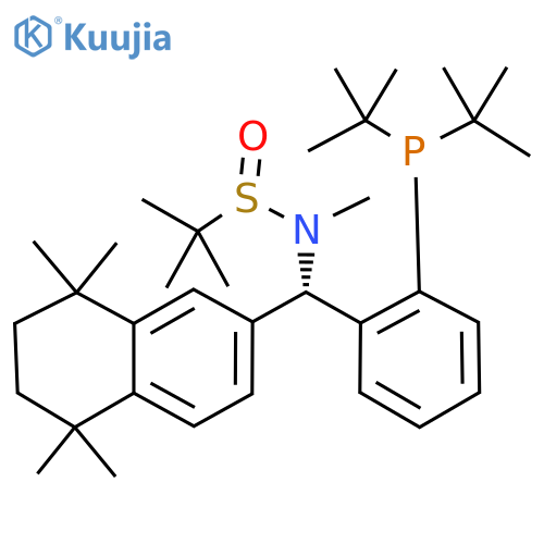 [S(R)]-N-((S)-(2-(Di-tert-butylphosphino)phenyl)(5,6,7,8-tetrahydro-5,5,8,8-tetramethyl-2-naphthalenyl)methyl]-N,2-dimethyl-2-propanesulfinamide structure