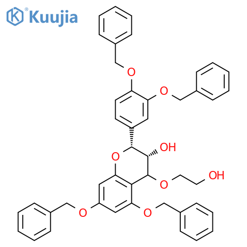 5,7,3',4'-Tetra-O-benzyl-4-(2-hydroxyethoxy)-(-)-epicatechin structure