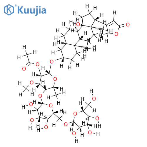 3beta-[O2-Acetyl-O4-(O6-beta-D-glucopyranosyl-beta-D-glucopyranosyl)-O3-methyl-beta-D-fucopyranosyloxy]-14-hydroxy-5beta,14beta-card-20(22)-enolid structure