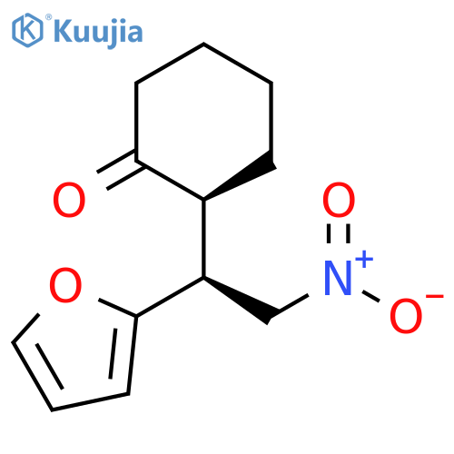 Cyclohexanone, 2-[(1S)-1-(2-furanyl)-2-nitroethyl]-, (2S)- structure