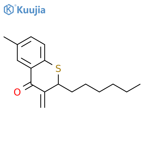 4H-1-Benzothiopyran-4-one, 2-hexyl-2,3-dihydro-6-methyl-3-methylene- structure