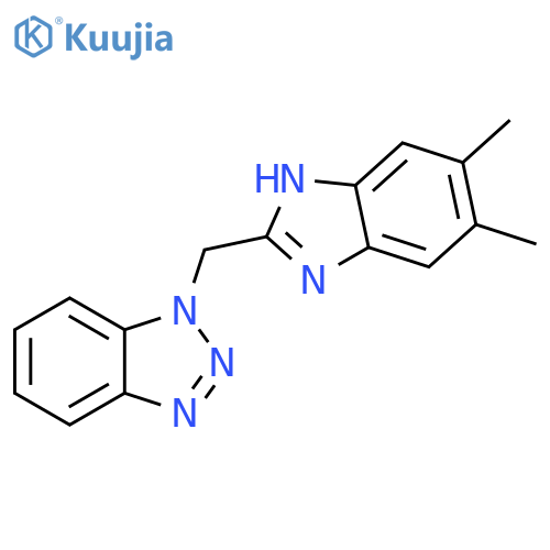 1-[(5,6-Dimethyl-1H-1,3-benzodiazol-2-yl)methyl]-1H-1,2,3-benzotriazole structure