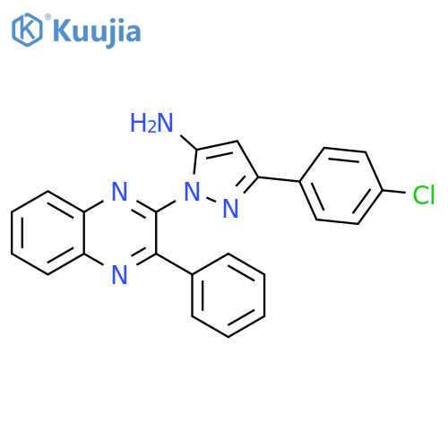 1H-Pyrazol-5-amine, 3-(4-chlorophenyl)-1-(3-phenyl-2-quinoxalinyl)- structure