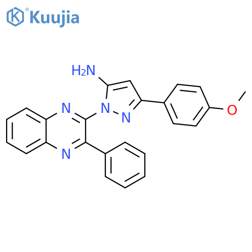 1H-Pyrazol-5-amine, 3-(4-methoxyphenyl)-1-(3-phenyl-2-quinoxalinyl)- structure