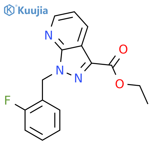 ethyl 1-[(2-fluorophenyl)methyl]pyrazolo[3,4-b]pyridine-3-carboxylate structure