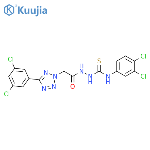2H-Tetrazole-2-acetic acid, 5-(3,5-dichlorophenyl)-,2-[[(3,4-dichlorophenyl)amino]thioxomethyl]hydrazide structure