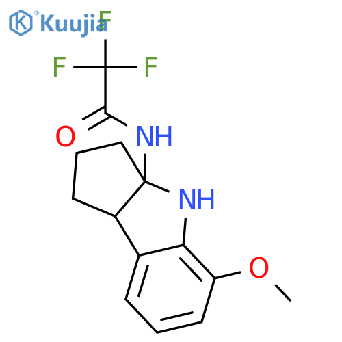 Acetamide, 2,2,2-trifluoro-N-[(3aR,8bS)-2,3,4,8b-tetrahydro-5-methoxycyclopent[b]indol-3a(1H)-yl]-, rel- structure