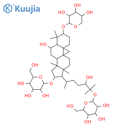 Cycloartane-3,6,16,24,25-pentol; (3β,6α,16β,24R)-form, 3-O-β-D-Xylopyranoside, 16,25-di-O-β-D-glucopyranoside structure