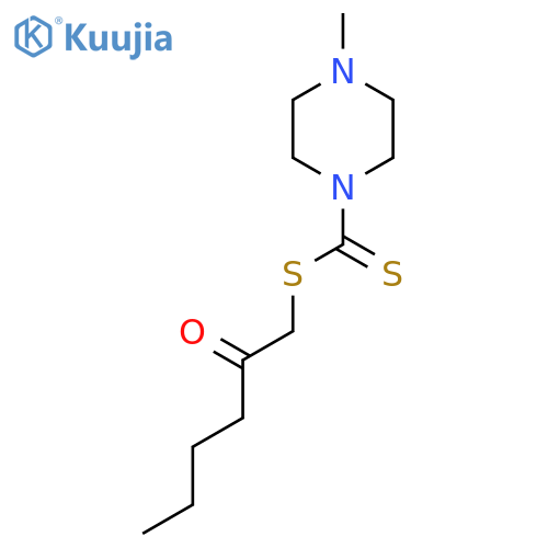 1-Piperazinecarbodithioic acid, 4-methyl-, 2-oxohexyl ester structure