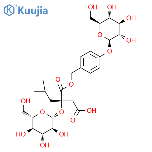 (3S)-5-Methyl-3-[(2R,3S,4R,5R,6S)-3,4,5-trihydroxy-6-(hydroxymethyl)oxan-2-yl]oxy-3-[[4-[(2R,3S,4R,5R,6S)-3,4,5-trihydroxy-6-(hydroxymethyl)oxan-2-yl]oxyphenyl]methoxycarbonyl]hexanoic acid structure