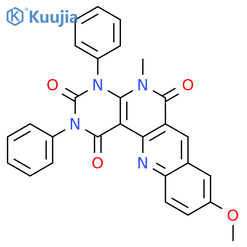 9-methoxy-5-methyl-2,4-diphenylbenzo[b]pyrimido[4,5-h][1,6]naphthyridine-1,3,6(2H,4H,5H)-trione structure