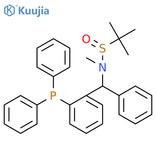 N-[(2-Diphenylphosphanylphenyl)-phenylmethyl]-N,2-dimethylpropane-2-sulfinamide structure