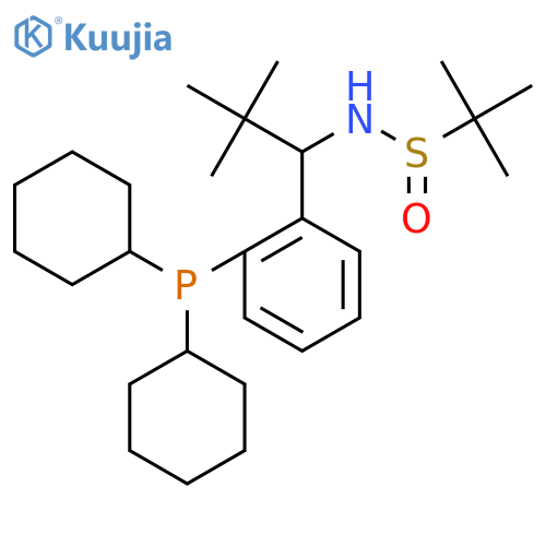 (R)-N-[(R)-1-[2-(Dicyclohexylphosphino)phenyl]-2,2-dimethylpropyl]-2-methylpropane-2-sulfinamide structure