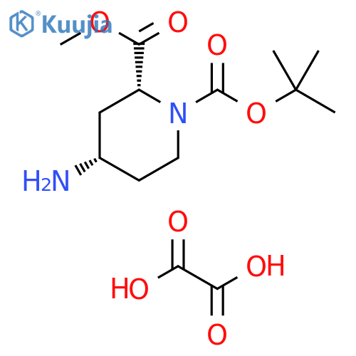 O1-tert-butyl O2-methyl (2R,4S)-4-aminopiperidine-1,2-dicarboxylate;oxalic acid structure