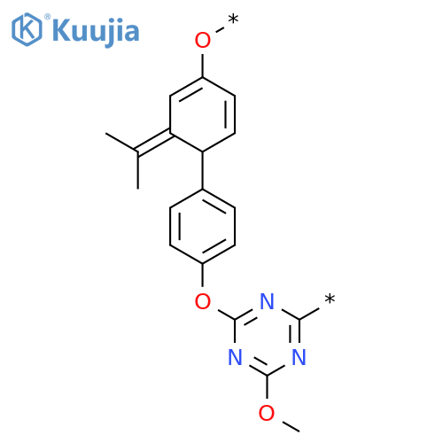 Poly[(6-methoxy-1,3,5-triazine-2,4-diyl)oxy-1,4-phenylene(1-methylethylidene)-1,4-phenyleneoxy] structure