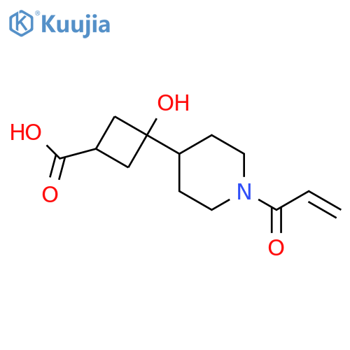 (1s,3s)-3-hydroxy-3-1-(prop-2-enoyl)piperidin-4-ylcyclobutane-1-carboxylic acid structure