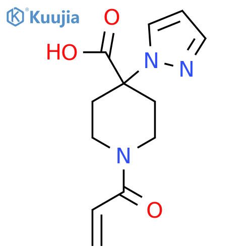 1-(prop-2-enoyl)-4-(1H-pyrazol-1-yl)piperidine-4-carboxylic acid structure