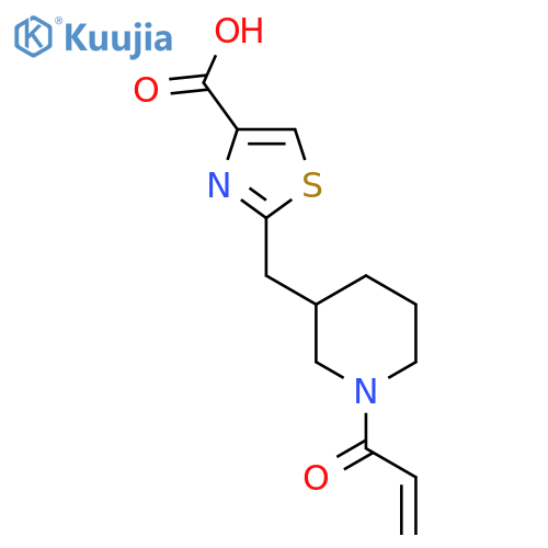 2-{1-(prop-2-enoyl)piperidin-3-ylmethyl}-1,3-thiazole-4-carboxylic acid structure