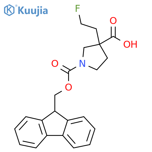 1-{(9H-fluoren-9-yl)methoxycarbonyl}-3-(2-fluoroethyl)pyrrolidine-3-carboxylic acid structure