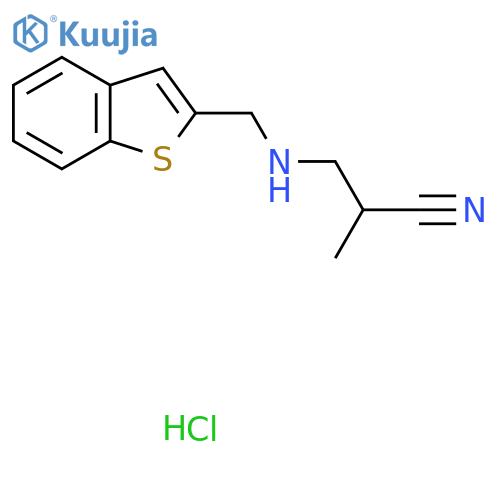 3-{(1-benzothiophen-2-yl)methylamino}-2-methylpropanenitrile hydrochloride structure