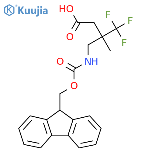 3-[({[(9H-fluoren-9-yl)methoxy]carbonyl}amino)methyl]-4,4,4-trifluoro-3-methylbutanoic acid structure
