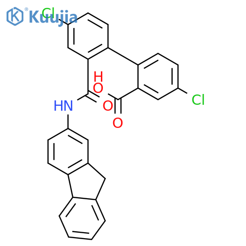 [1,1'-Biphenyl]-2-carboxylicacid, 4,4'-dichloro-2'-[(9H-fluoren-2-ylamino)carbonyl]- structure