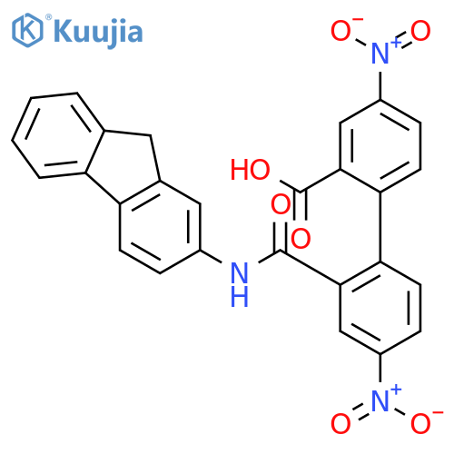 [1,1'-Biphenyl]-2-carboxylicacid, 2'-[(9H-fluoren-2-ylamino)carbonyl]-4,4'-dinitro- structure