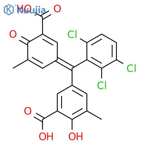 5-[(Z)-(3-Carboxy-5-methyl-4-oxocyclohexa-2,5-dien-1-ylidene)-(2,3,6-trichlorophenyl)methyl]-2-hydroxy-3-methylbenzoic acid structure