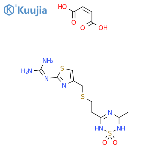 (Z)-but-2-enedioic acid;2-[4-[2-(3-methyl-1,1-dioxo-3,6-dihydro-2H-1,2,4,6-thiatriazin-5-yl)ethylsulfanylmethyl]-1,3-thiazol-2-yl]guanidine structure