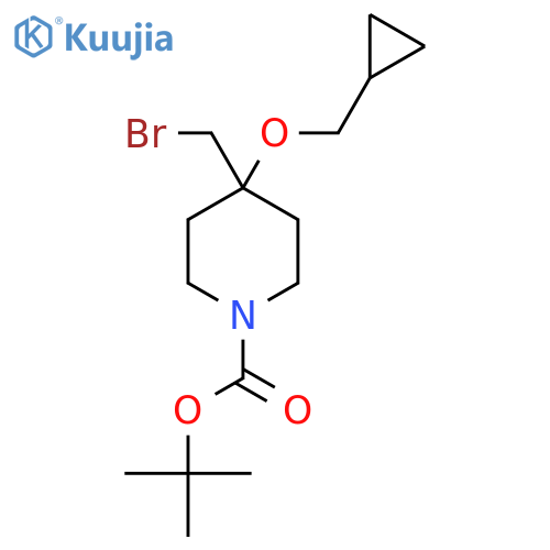 tert-butyl 4-(bromomethyl)-4-(cyclopropylmethoxy)piperidine-1-carboxylate structure