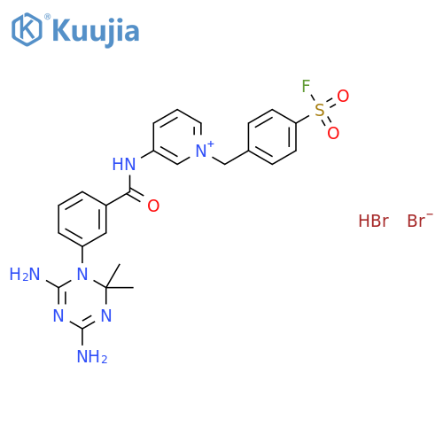Pyridinium,3-[[3-(4,6-diamino-2,2-dimethyl-1,3,5-triazin-1(2H)-yl)benzoyl]amino]-1-[[4-(fluorosulfonyl)phenyl]methyl]-,bromide, hydrobromide (1:1:1) structure