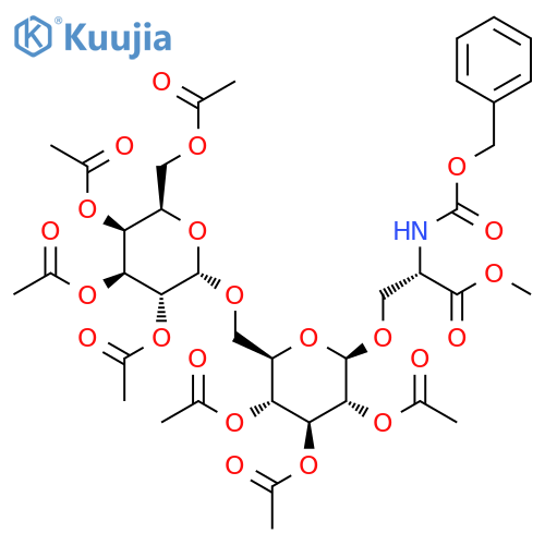 Methyl (2S)-2-(phenylmethoxycarbonylamino)-3-[(2R,3R,4S,5R,6R)-3,4,5-triacetyloxy-6-[[(2S,3R,4S,5S,6R)-3,4,5-triacetyloxy-6-(acetyloxymethyl)oxan-2-yl]oxymethyl]oxan-2-yl]oxypropanoate structure