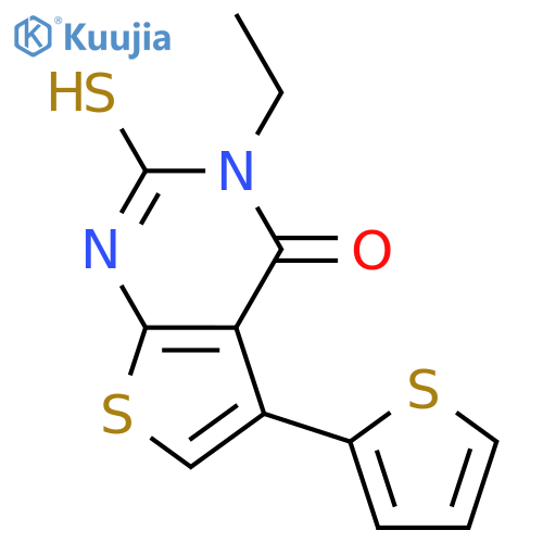 3-Ethyl-2-sulfanyl-5-(thiophen-2-yl)-3H,4H-thieno2,3-dpyrimidin-4-one structure