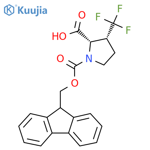 (2S,3R)-1-{(9H-fluoren-9-yl)methoxycarbonyl}-3-(trifluoromethyl)pyrrolidine-2-carboxylic acid structure
