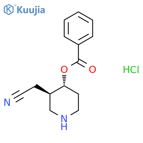 [(3R,4R)-3-(Cyanomethyl)piperidin-4-yl] benzoate;hydrochloride structure