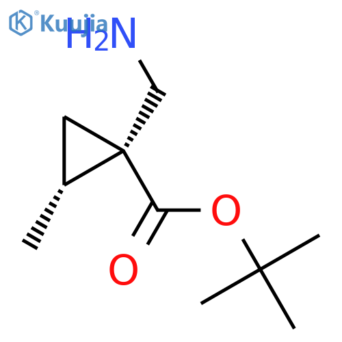 rac-tert-butyl (1R,2R)-1-(aminomethyl)-2-methylcyclopropane-1-carboxylate structure