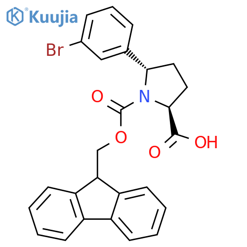 (2S,5S)-5-(3-bromophenyl)-1-{(9H-fluoren-9-yl)methoxycarbonyl}pyrrolidine-2-carboxylic acid structure