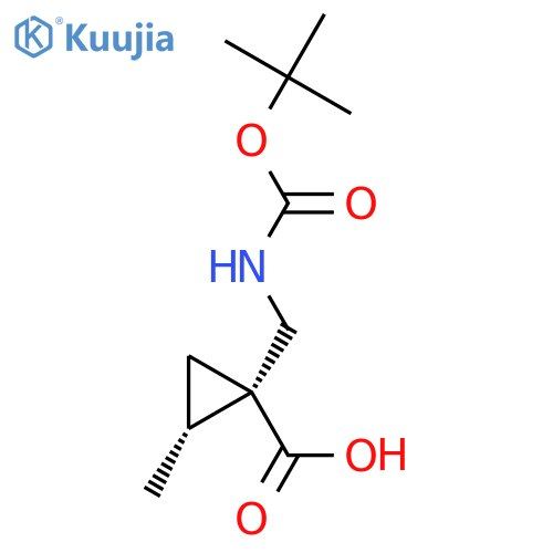 rac-(1R,2R)-1-({[(tert-butoxy)carbonyl]amino}methyl)-2-methylcyclopropane-1-carboxylic acid structure