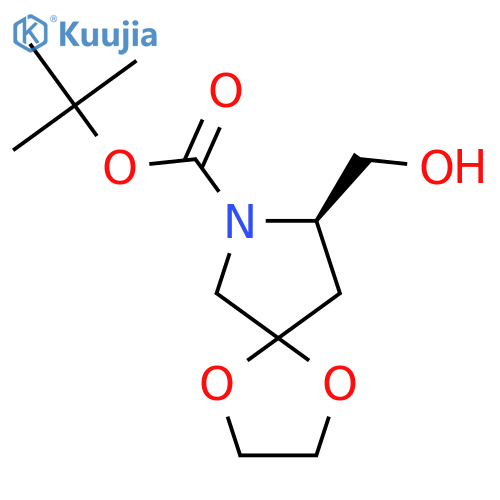 tert-butyl (8R)-8-(hydroxymethyl)-1,4-dioxa-7-azaspiro[4.4]nonane-7-carboxylate structure
