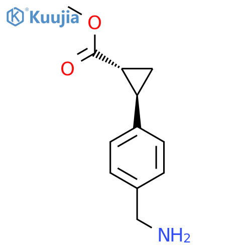 rac-methyl (1R,2R)-2-4-(aminomethyl)phenylcyclopropane-1-carboxylate structure