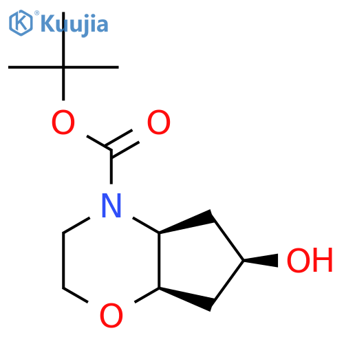 rac-tert-butyl (4aR,6S,7aS)-6-hydroxy-octahydrocyclopentab1,4oxazine-4-carboxylate structure