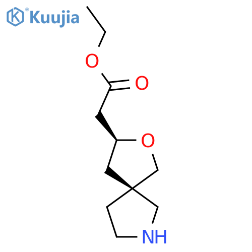 rac-ethyl 2-(3R,5S)-2-oxa-7-azaspiro4.4nonan-3-ylacetate structure