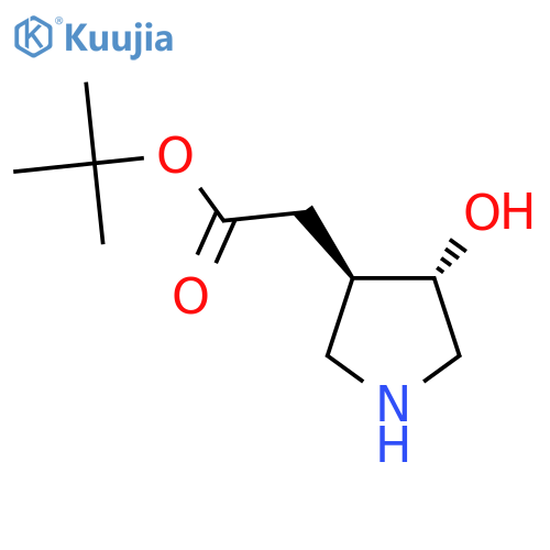rac-tert-butyl 2-(3R,4S)-4-hydroxypyrrolidin-3-ylacetate structure