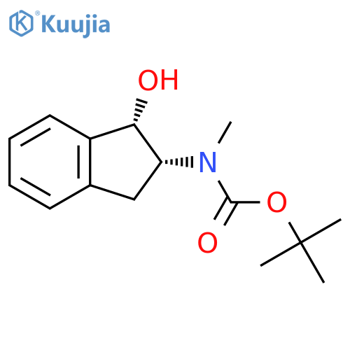 rac-tert-butyl N-[(1R,2S)-1-hydroxy-2,3-dihydro-1H-inden-2-yl]-N-methylcarbamate structure