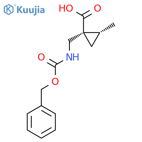 rac-(1R,2R)-1-({[(benzyloxy)carbonyl]amino}methyl)-2-methylcyclopropane-1-carboxylic acid structure