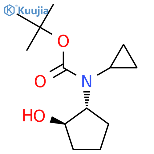rac-tert-butyl N-cyclopropyl-N-(1R,2R)-2-hydroxycyclopentylcarbamate structure
